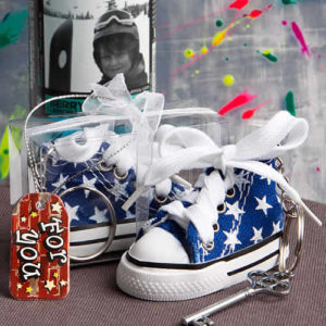Blue Star Print Baby Sneaker Key Chain