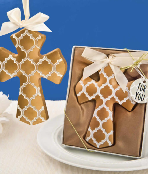 Gold Hampton Link Design Cross Ornament