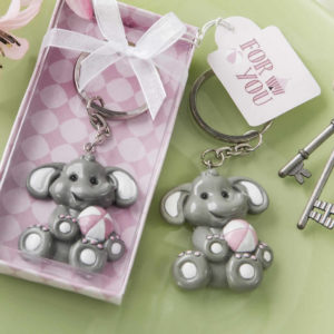 Baby Elephant With Pink Design Key Chain