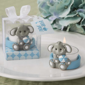 Baby Elephant With Blue Design Tea Light Holder