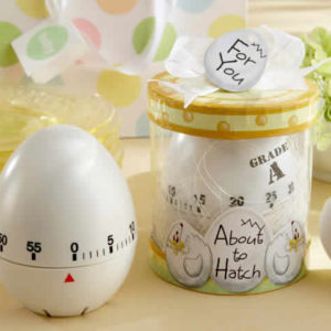 about to hatch egg timer baby shower favors