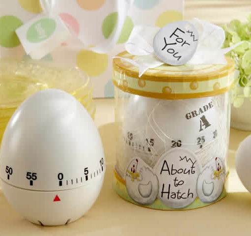 about to hatch egg timer baby shower favors