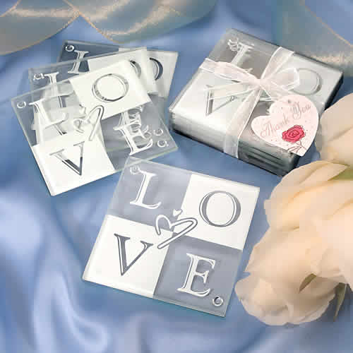 Love Glass Coaster Set Love Glass Coaster Set