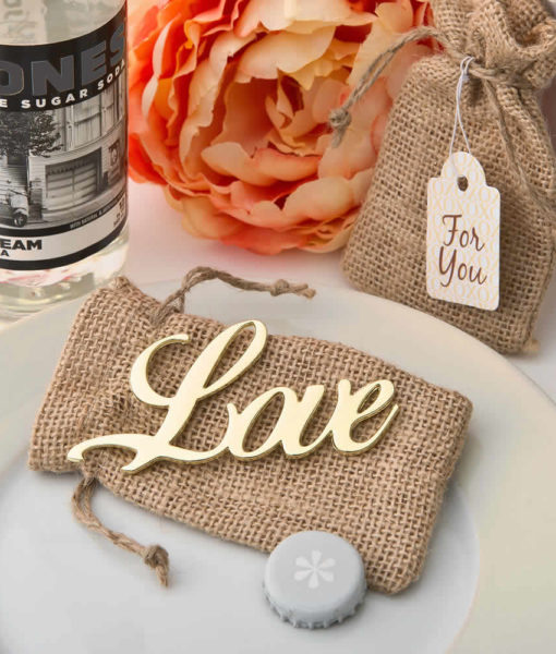 love bottle opener gold wedding favor
