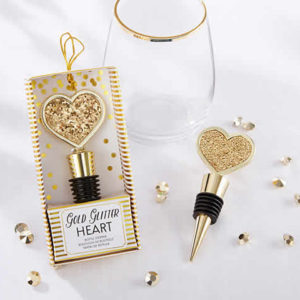Gold Glitter Heart Bottle Stopper