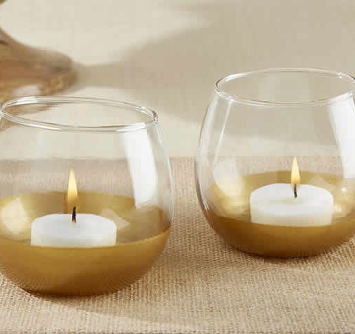 gold glass candle holders