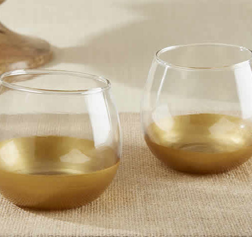 Gold Dipped Glass Votive Holder (Set Of 4)