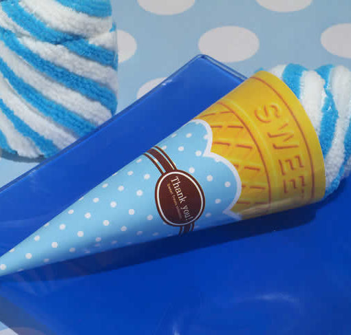 Blueberry Swirl Ice Cream Cone Towel Favor