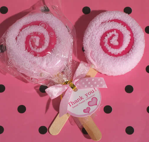 lollipop towel favors