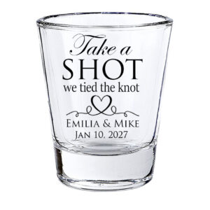 personalized shot glasses wedding favors - take a shot we tied the knot