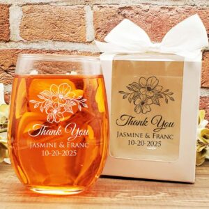 wine glass wedding favors floral