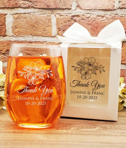 wine glass wedding favors floral