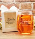 wine glass wedding favors last name script