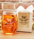 wine glass wedding favors leaf monogram