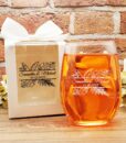 wine glass wedding favors tropical leaves