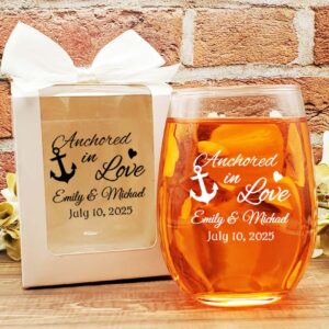 wine glasses wedding favors anchored in love