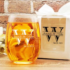 wine glasses wedding favors monogram initial